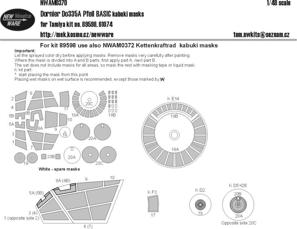 1/48 Mask Dornier Do335A Pfeil BASIC (TAM)