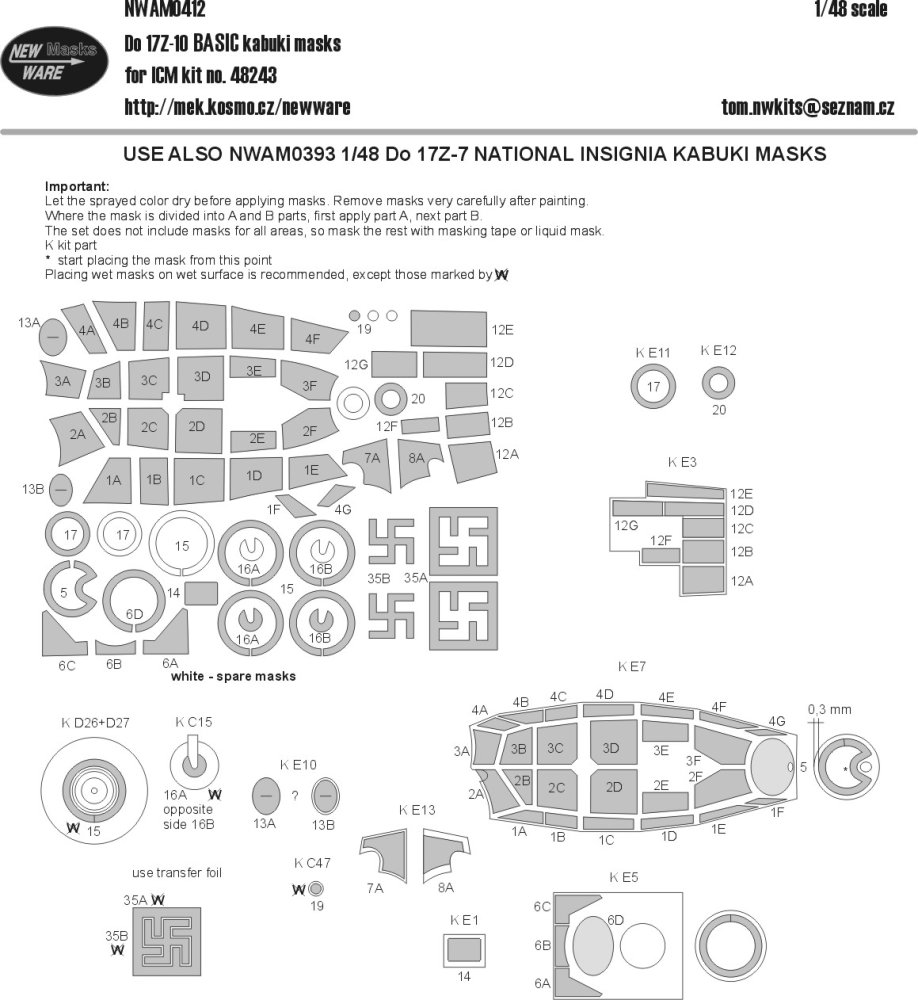 1/48 Mask Dornier Do 17Z-10 BASIC (ICM 48243)