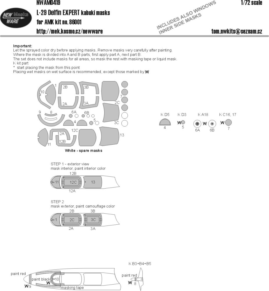 1/72 Mask L-29 Delfin EXPERT (AMK 86001)