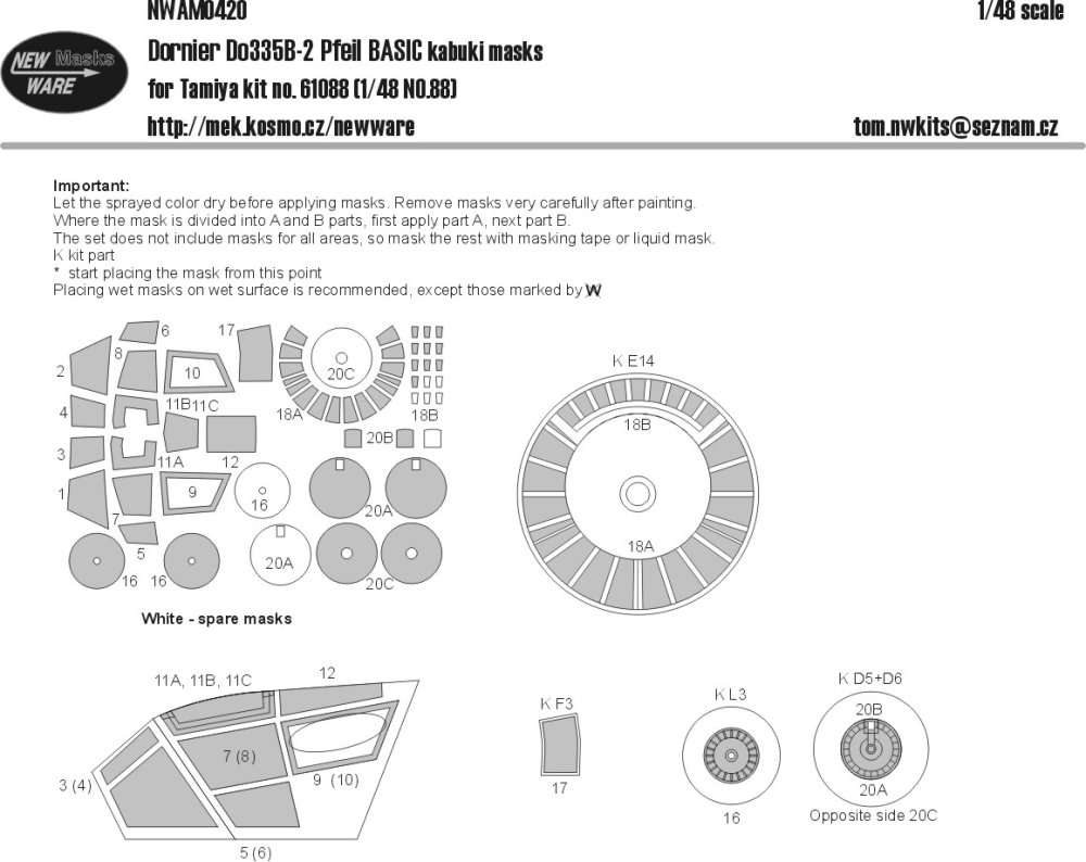 1/48 Mask Dornier Do 335B-2 Pfeil BASIC (TAM)