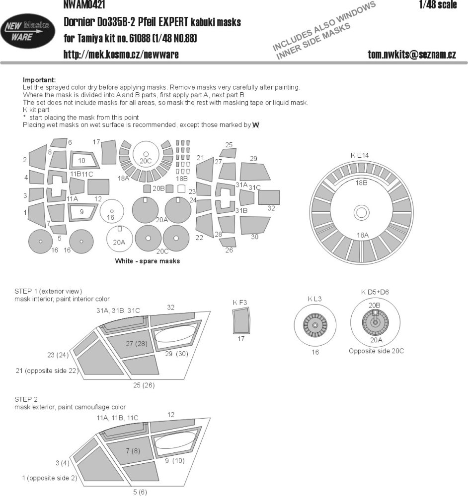 1/48 Mask Dornier Do 335B-2 Pfeil EXPERT (TAM)