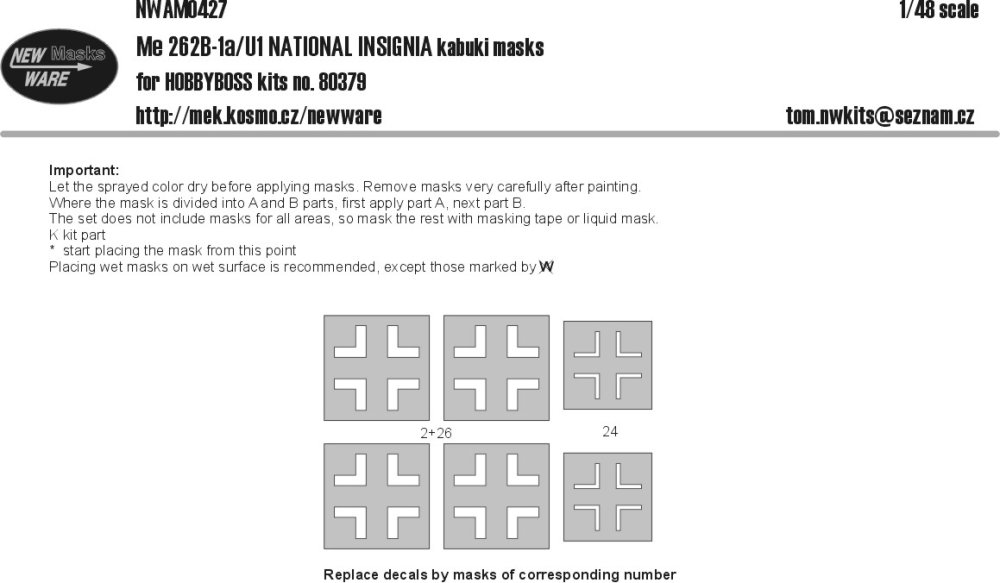 1/48 Mask Me 262B-1a/U1 NATIONAL INSIGNIA (HOBBYB)