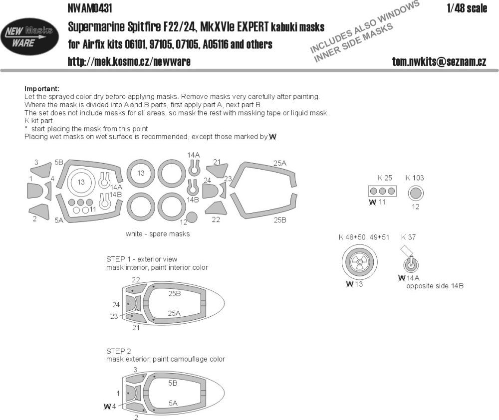 1/48 Mask S.Spitfire F22/24, Mk.XVIe EXPERT (AIRF)