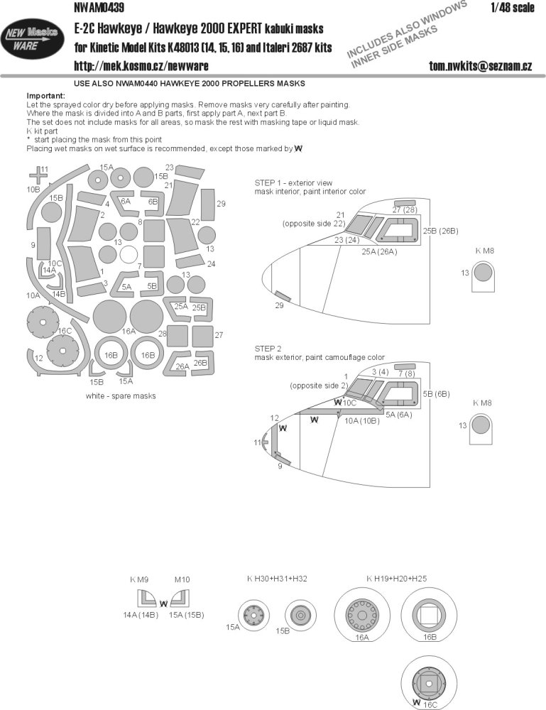 1/48 Mask E-2C Hawkeye/Hawk.2000 EXPERT (KINETIC)