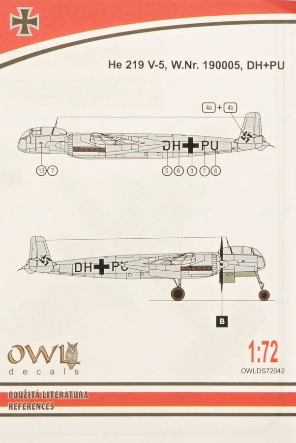 1/72 He 219 V-5 DH+PU late (decal)