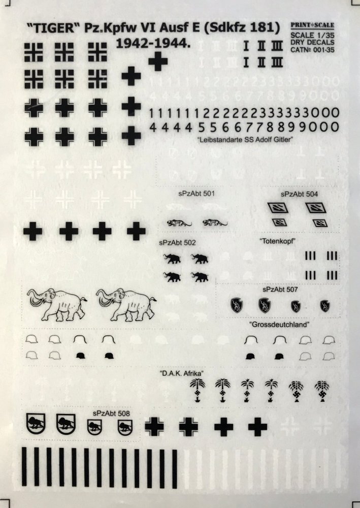 1/35 TIGER Pz.Kpfw VI Ausf E 1942-1944 (dry decal)