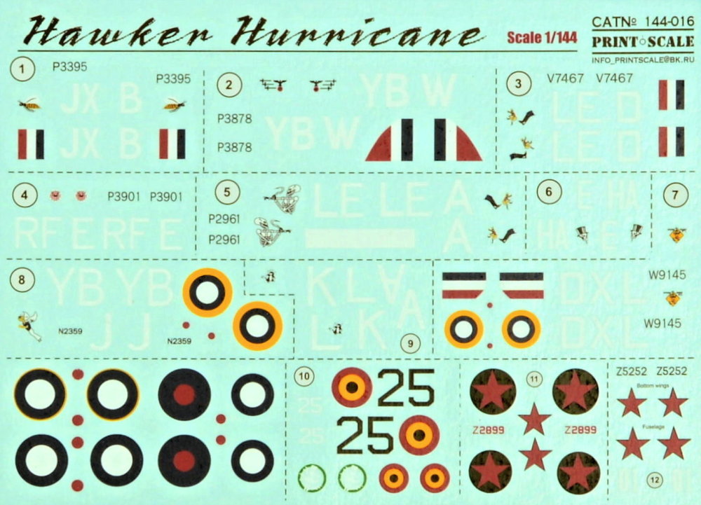 1/144 Hawker Hurricane Mk.I Aces (wet decals)