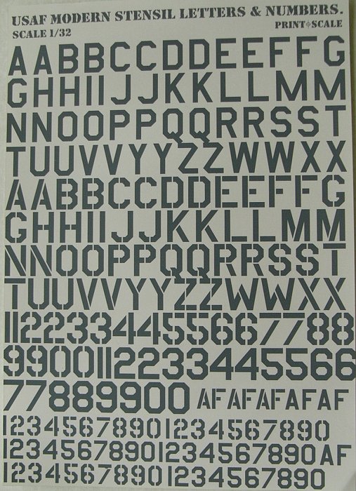 1/32 USAF modern stencil letters&numbers (GREY)