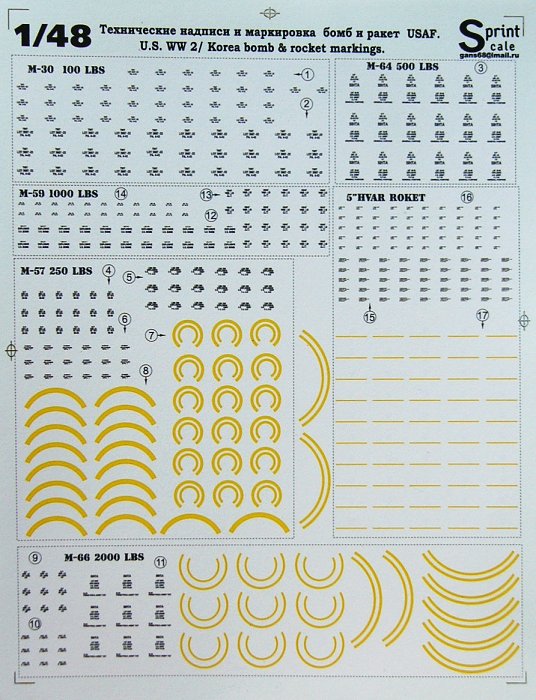 1/48 Bomb & rocket markings (US WWII/Korea)