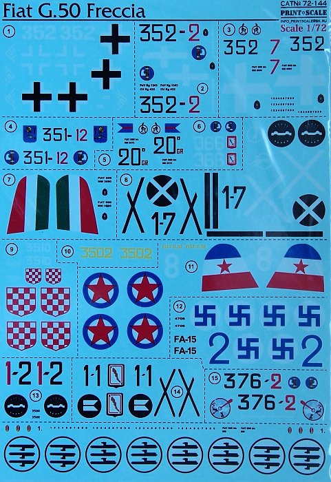 1/72 Fiat G.50 Freccia (wet decals)