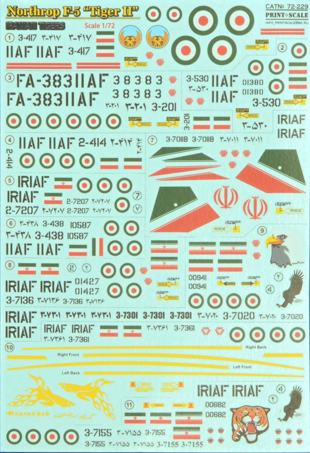 1/72 Northrop F-5 Iranian Tigers (wet decals)