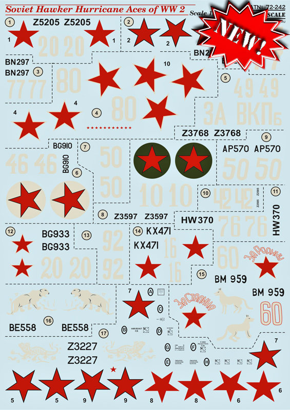 1/72 Hawker Hurricane Soviet Aces WW2 (wet decals)