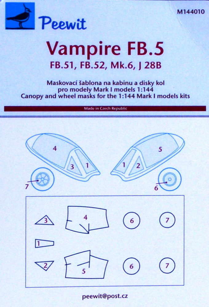 1/144 Canopy mask Vampire FB.5 (MARK 1 MODEL)