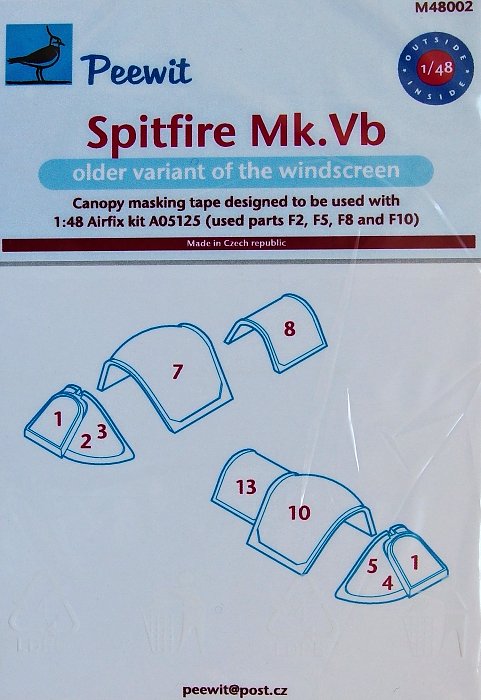 1/48 Canopy mask Spitfire Mk.Vb - early (AIRFIX)