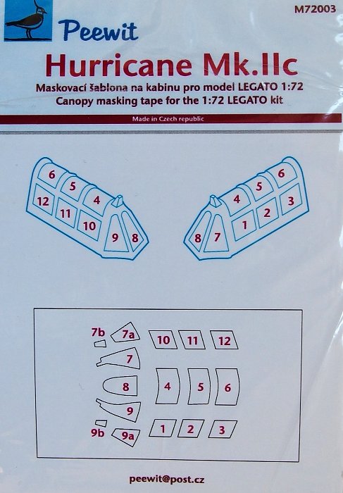 1/72 Canopy mask Hurricane Mk.IIc (LEGATO)