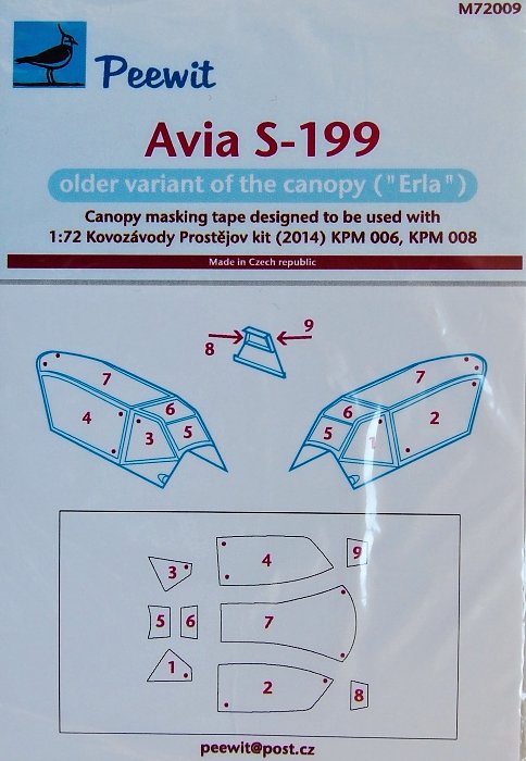 1/72 Canopy mask Avia S-199 (KOVOZAVODY PR.)