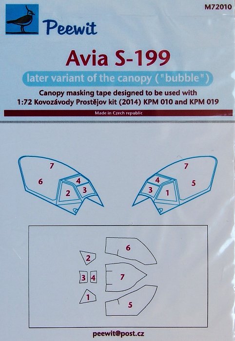 1/72 Canopy mask Avia S-199 late (KOVOZAVODY PR.)