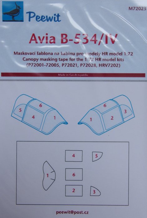 1/72 Canopy mask Avia B-534/IV (HR MODEL)