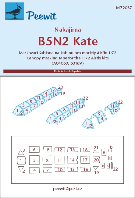 1/72 Canopy mask Nakajima B5N2 Kate (AIRFIX)