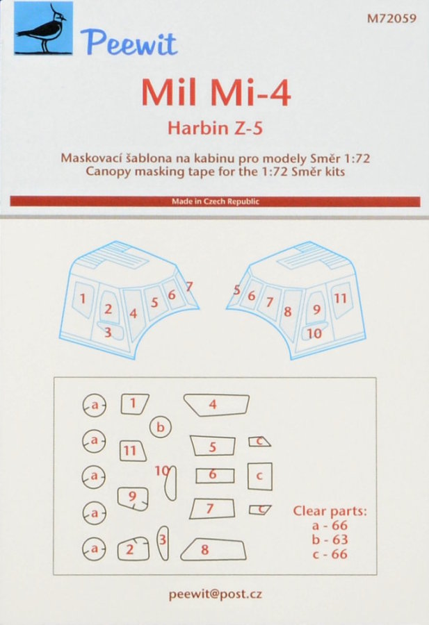 1/72 Canopy mask Mil Mi-4 / Harbin Z-5 (SMER)