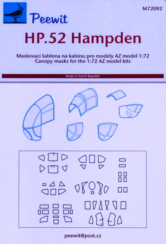 1/72 Canopy mask HP.52 Hampden (AZMO)