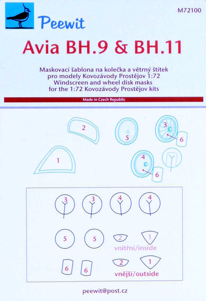 1/72 Canopy mask Avia BH.9 & BH.11 (KP)