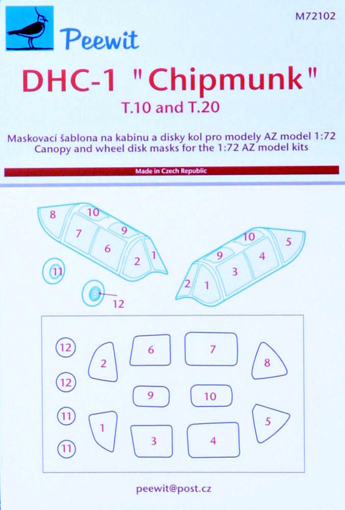 1/72 Canopy mask DHC-1 Chipmunk T.10/T.20 (AZMO)