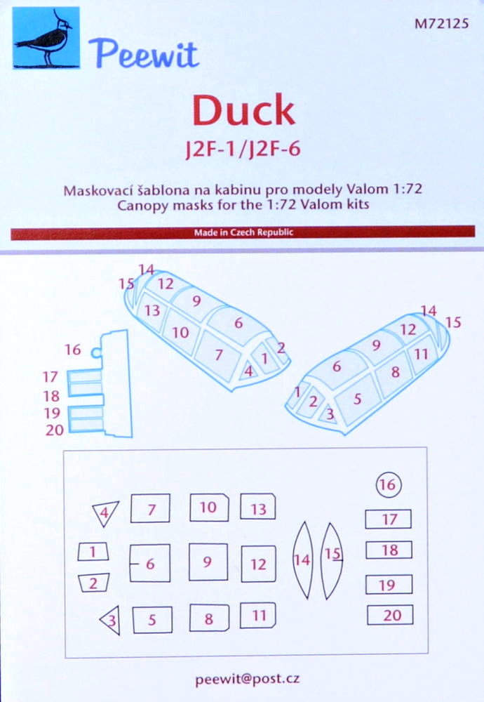 1/72 Canopy mask Duck J2F-1/J2F-6 (VALOM)