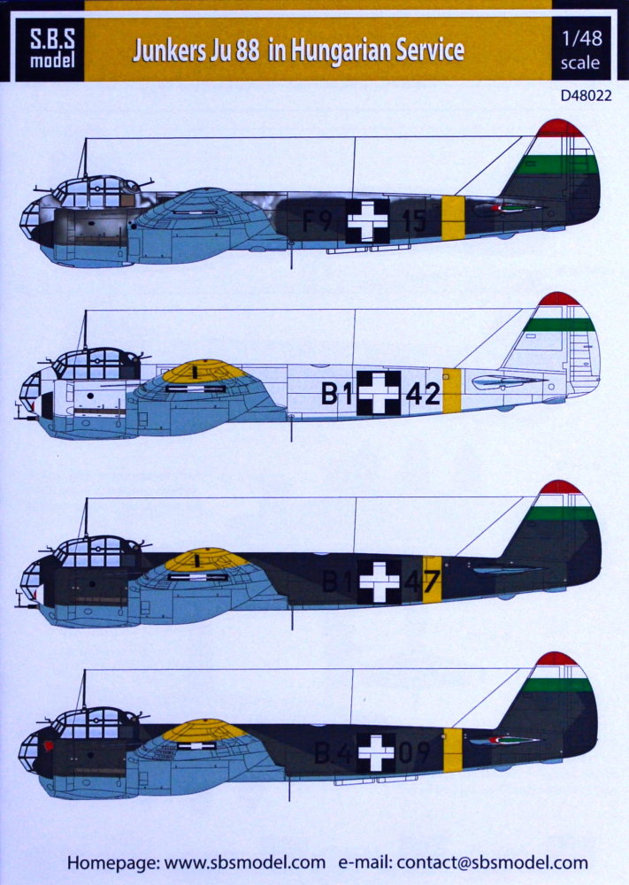 1/48 Decal Junkers Ju 88 in Hungarian Service