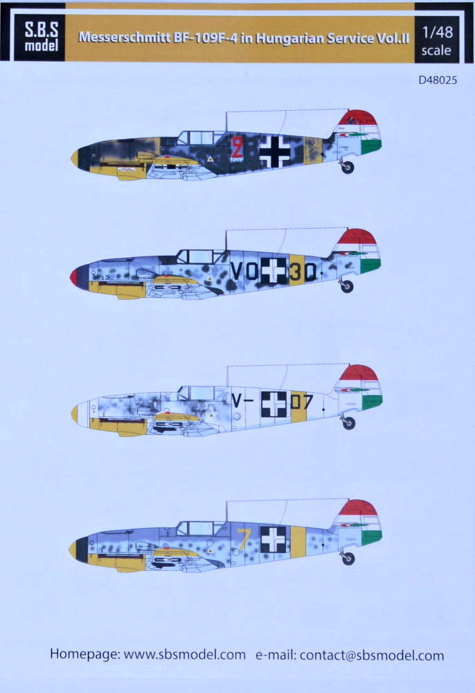 1/48 Decal Bf-109F-4 in Hungarian Service Vol.II