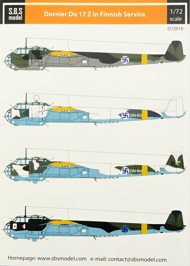 1/72 Decal Dornier Do-17 Z in Finnish service