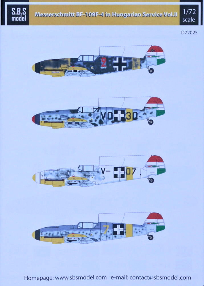 1/72 Decal Bf-109F-4 in Hungarian Service Vol.II