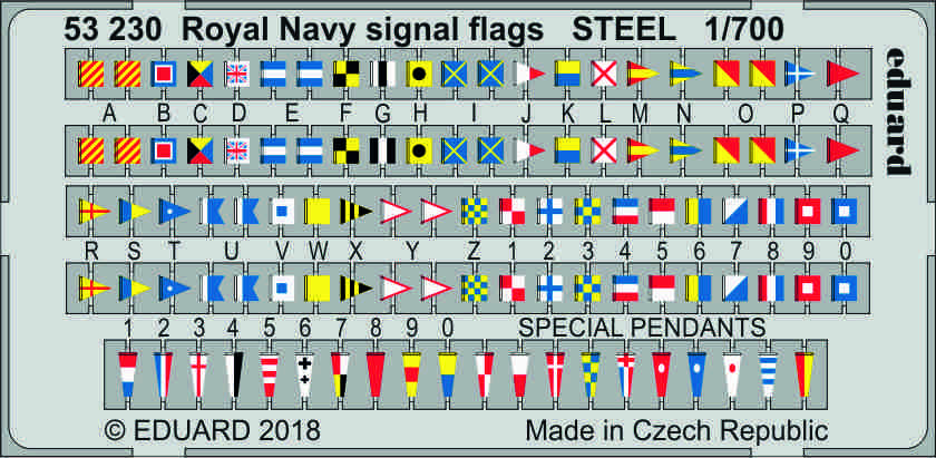 SET 1/700 Royal Navy signal flags STEEL