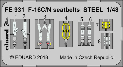 1/48 F-16C/N seatbelts STEEL (TAM)