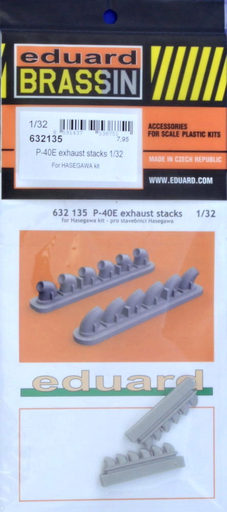 BRASSIN 1/32 P-40E exhaust stacks (HAS)