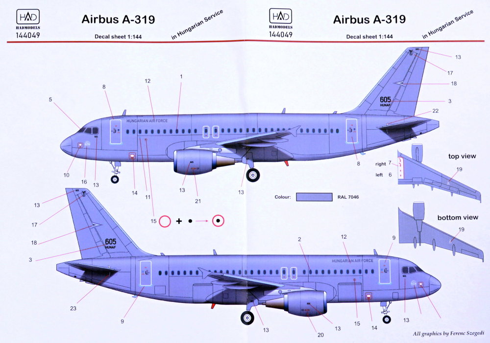 1/144 Decal Airbus A-319 in Hungarian AF Service