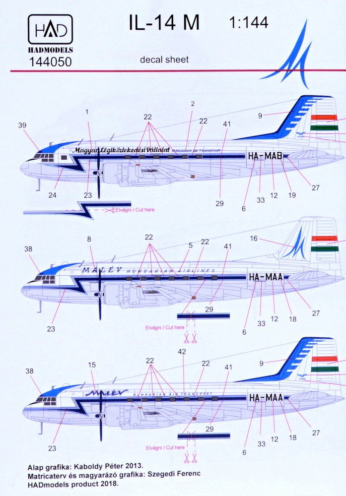 1/144 Decal Ilyushin IL-14M (MALÉV)