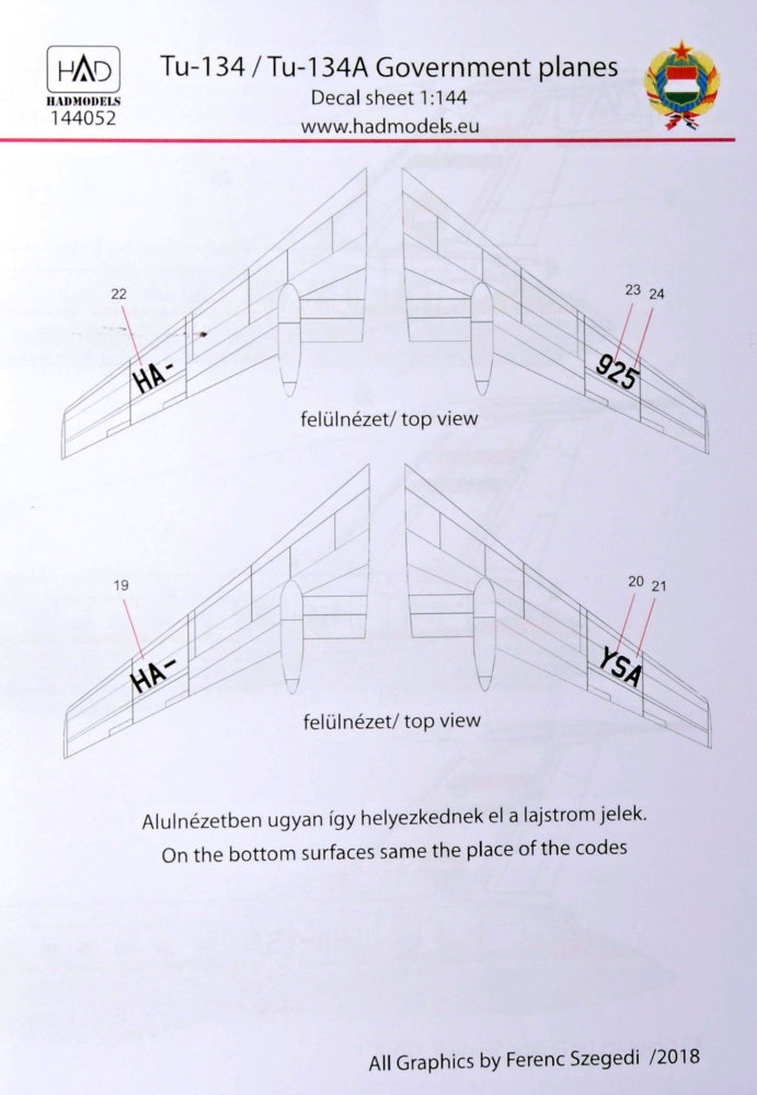 1/144 Decal Tu-134/Tu-134A Government Planes