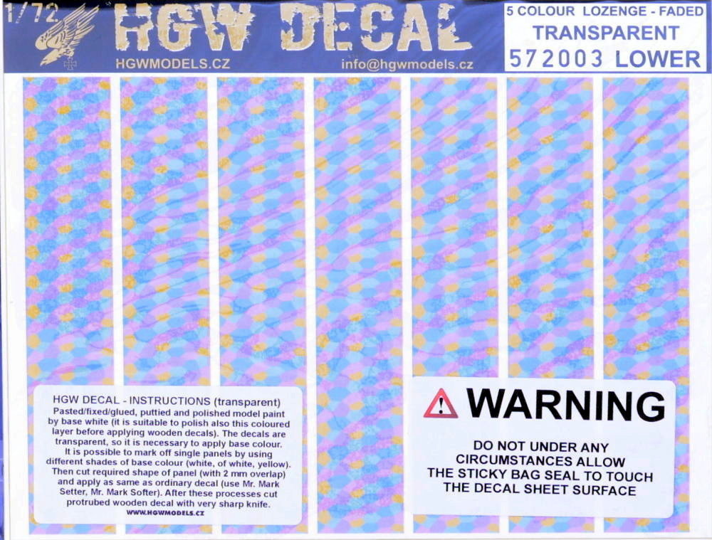 1/72 Decals 5-colour LOZENGE faded transpar. LOWER