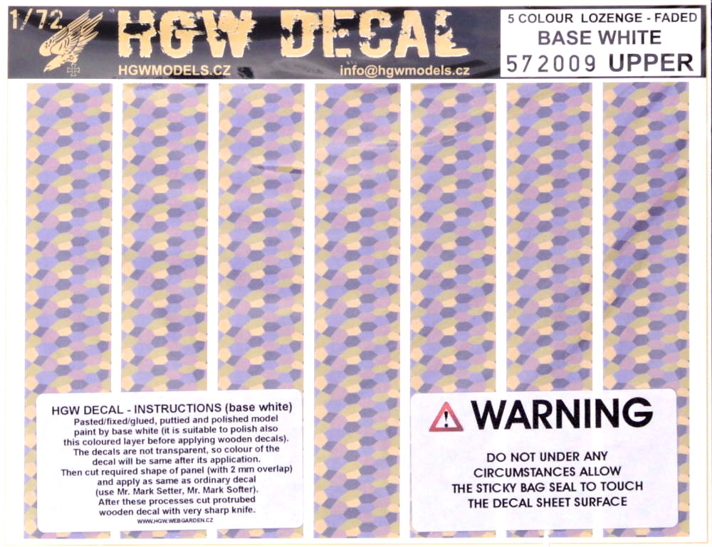 1/72 Decals 5-colour LOZENGE faded b.white UPPER