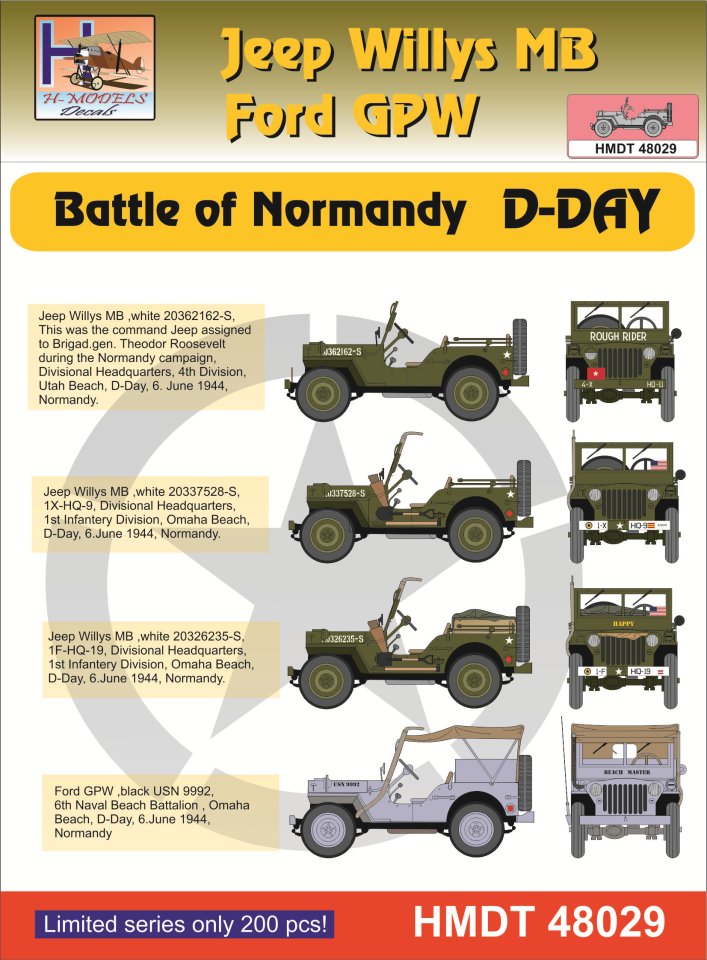 1/48 Decals J.Willys MB/Ford GPW Normandy D-Day