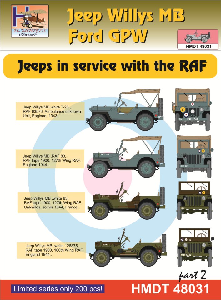 1/48 Decals J.Willys MB/Ford GPW in RAF service 2