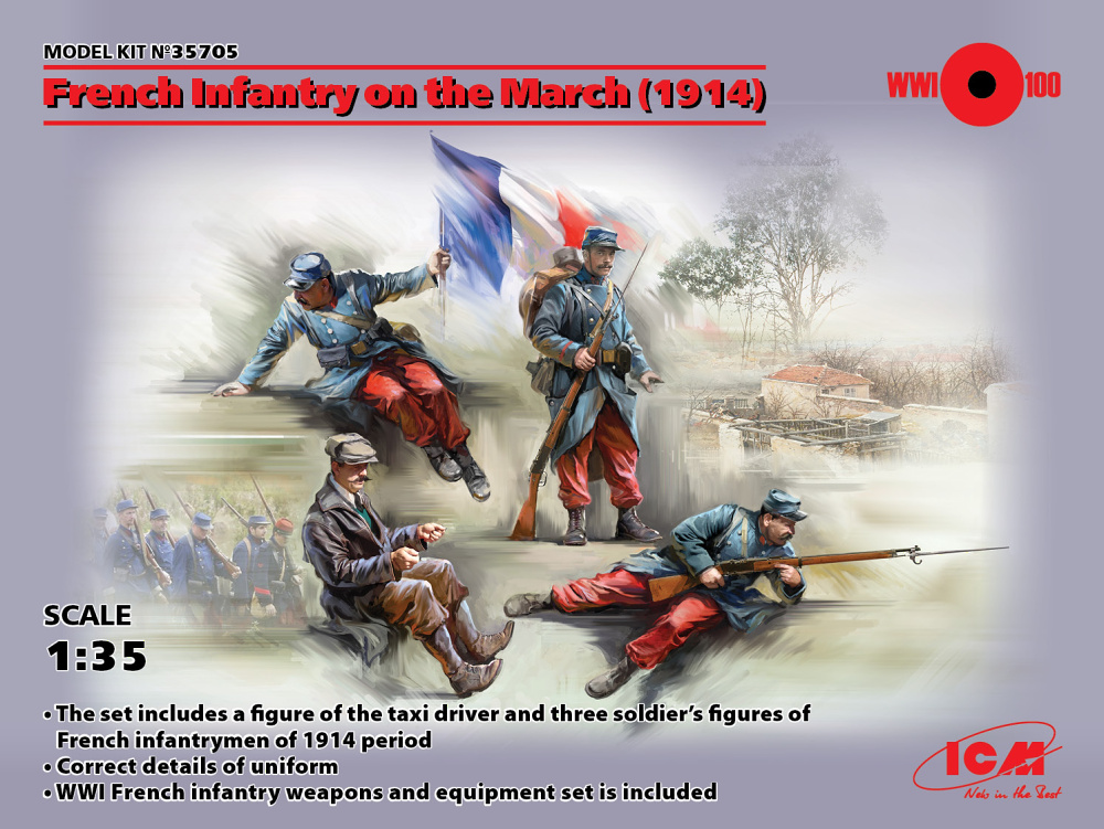 1/35 French Infantry on the March, 1914 (4 fig.)