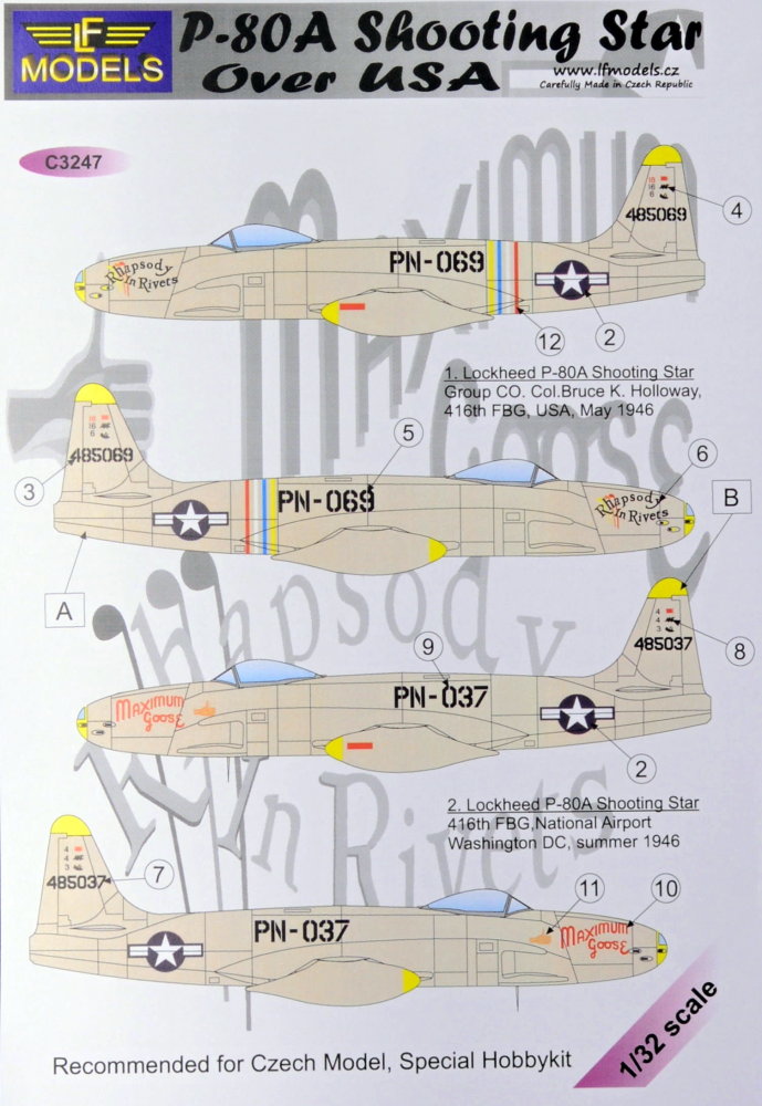 1/32 Decals P-80A Shooting Star over USA