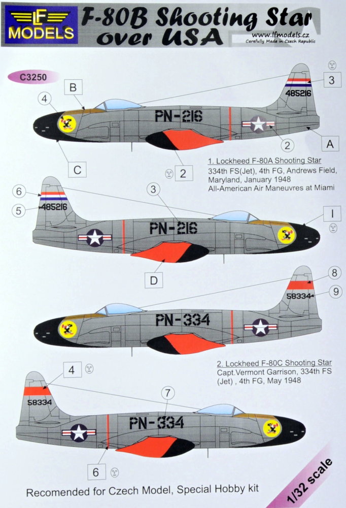 1/32 Decal&mask F-80B Shooting Star over USA