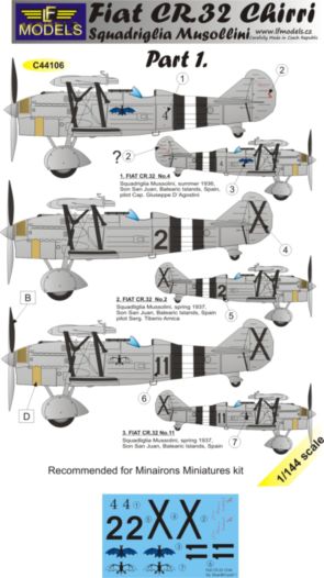 1/144 Decals Fiat CR.32 Chirri Squadr.Musollini I.