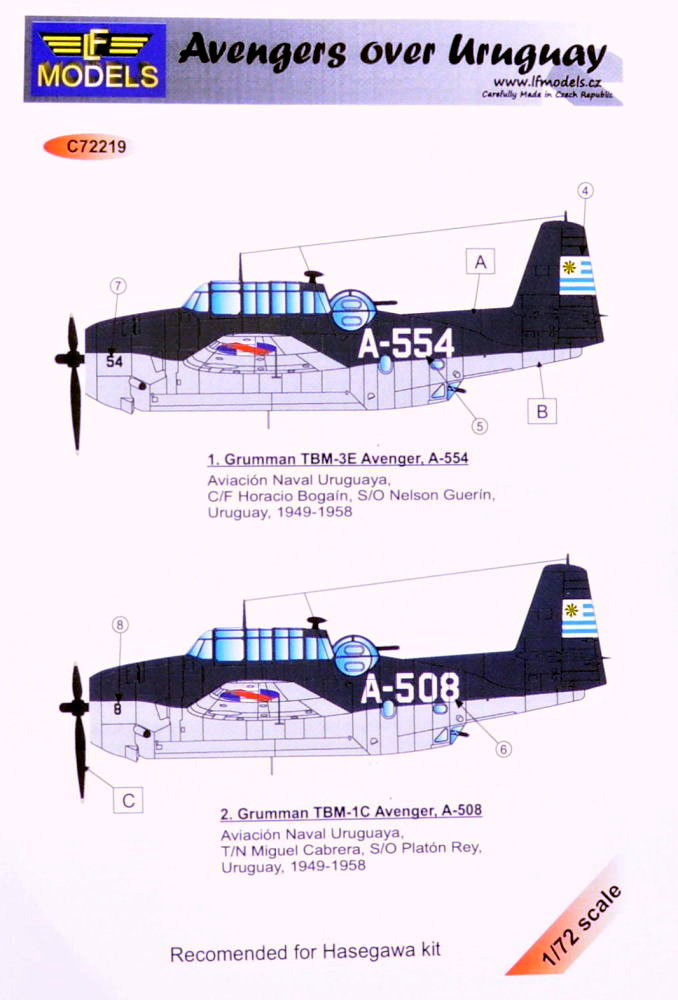 1/72 Decals Grumman TBF Avenger over Uruguay Pt.1