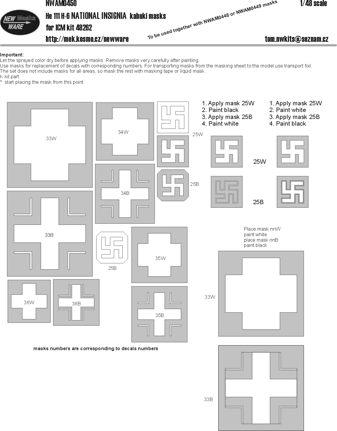 1/48 Mask He-111 H-6 NATIONAL INSIGNIA (ICM 48262)