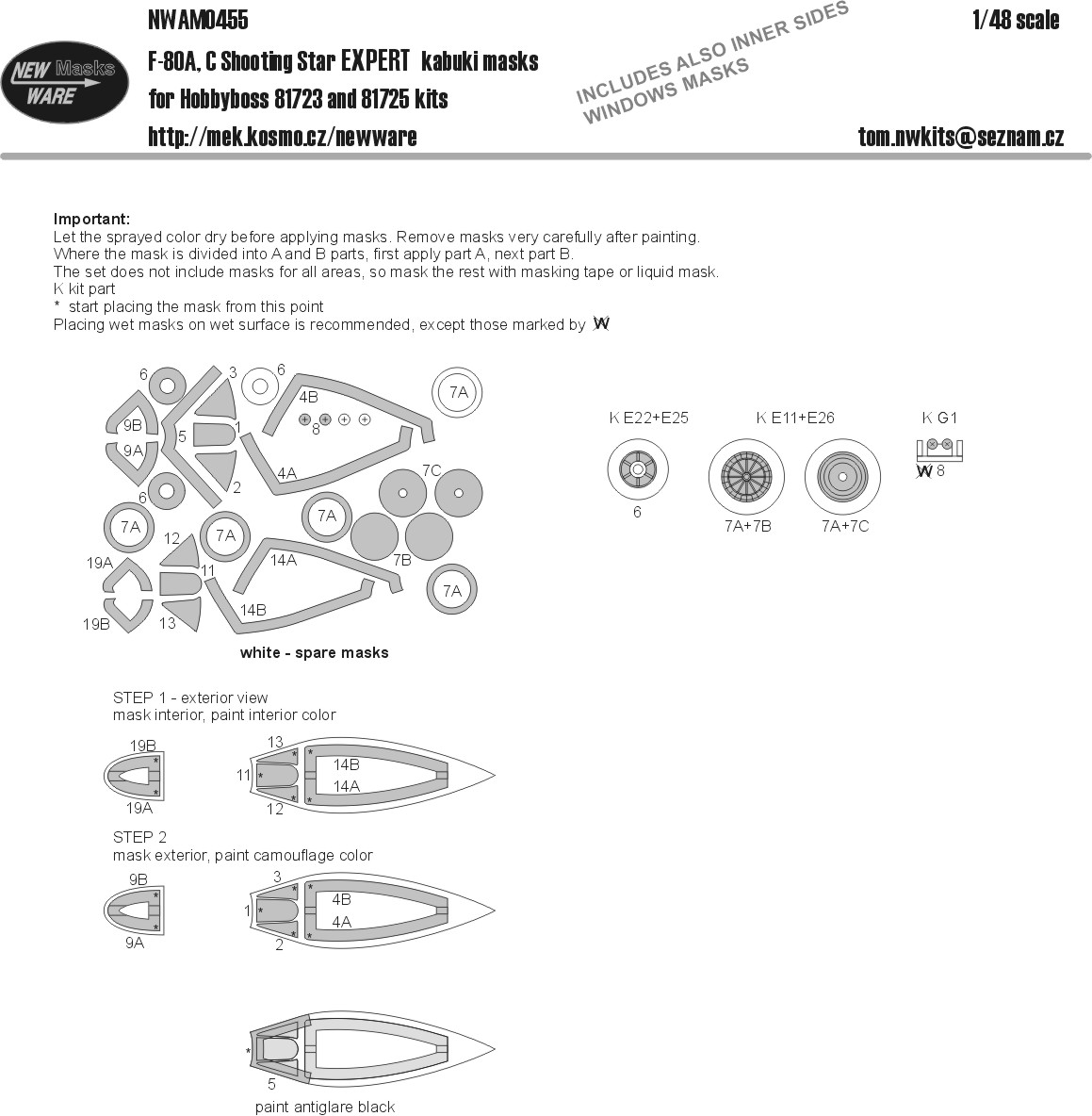 1/48 Mask F-80A,C Shooting Star EXPERT (HOBBYB)