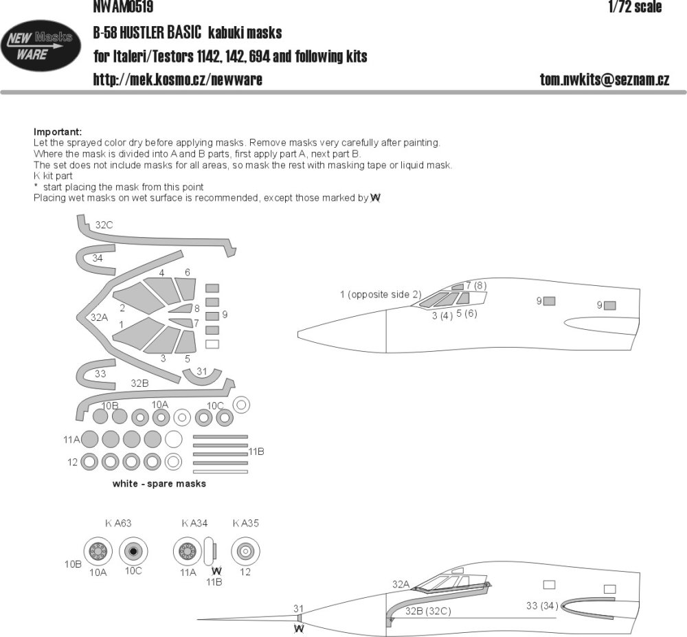 1/72 Mask Convair B-58 Hustler BASIC (ITA/TEST.)